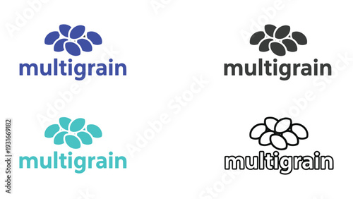 Photos Variations of multigrain logo designs with different color schemes and styles