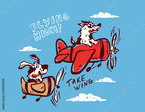 Dog friends flying in airplanes
