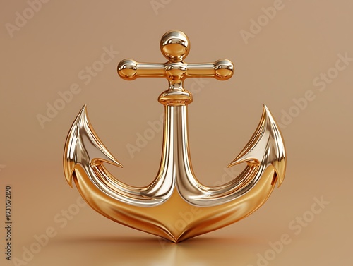 Golden Anchor: a symbol of stability, hope, and steadfastness shines with a lustrous, golden sheen, it represents grounding, security, and a maritime heritage.