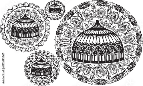 Vintage black and white sketch of a hand drawing a seamless floral ornament vector illustration with a grunge texture frame and retro wedding border element