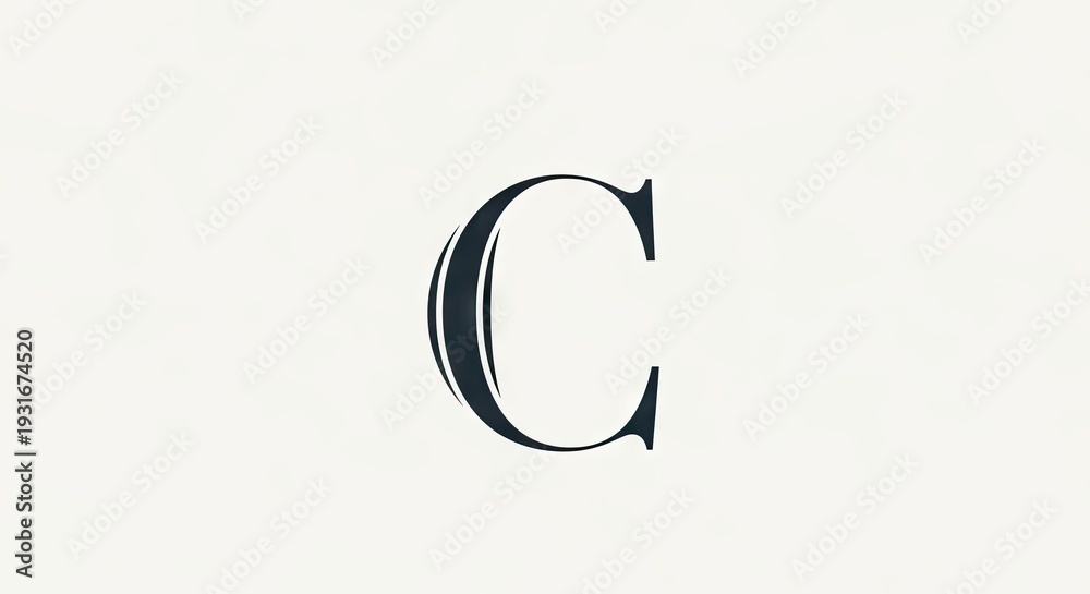Fototapeta premium Elegant letter c design in dark blue against a neutral background