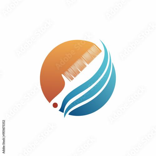 Abstract Circular Logo Design Featuring a Comb and Flowing Waves