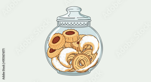 flat illustration of cookies in a jar