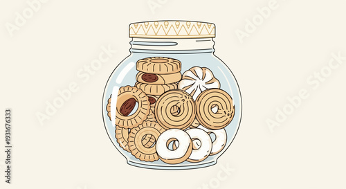 flat illustration of cookies in a jar