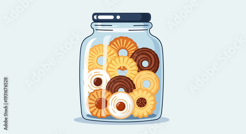 flat illustration of cookies in a jar