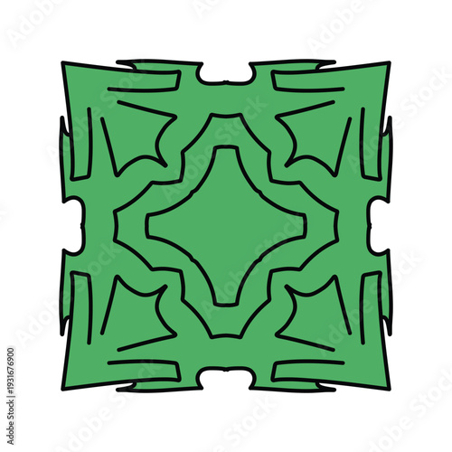 Detailed Geometric Decorative Square Tile