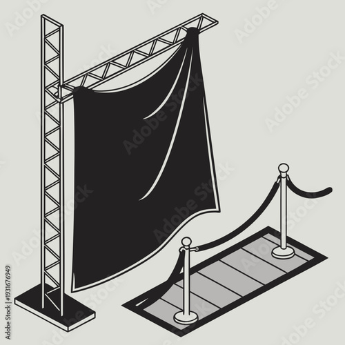 Red Carpet Event Setup with Stanchions and Backdrop.