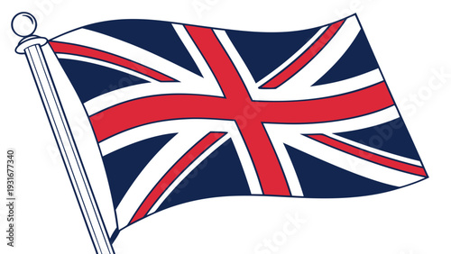 Union Jack flag waving proudly on a flagpole representing the United Kingdom.