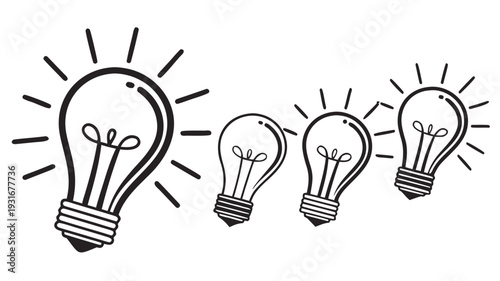 Light bulbs with glowing effect, idea concept illustration