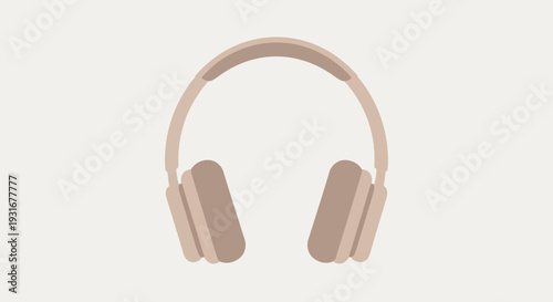 Minimalist flat design illustration of contemporary over-ear headphones in a subtle beige tone, perfect for audio, music, and personal listening concepts