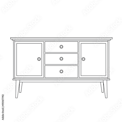 Wooden cabinet with drawers for home interior storage