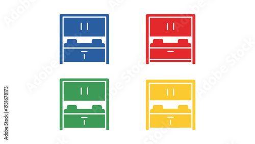 Four color-coded icons representing different types of parking or traffic signs