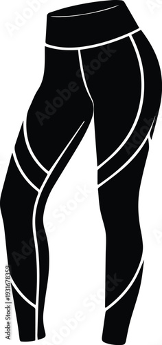 Minimalist black high waisted leggings silhouette vector icon