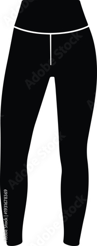 Minimalist black high waisted leggings silhouette vector icon
