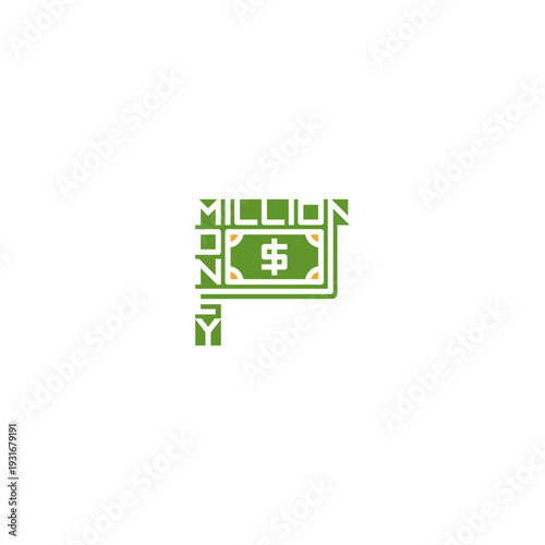 Million money block text logo.