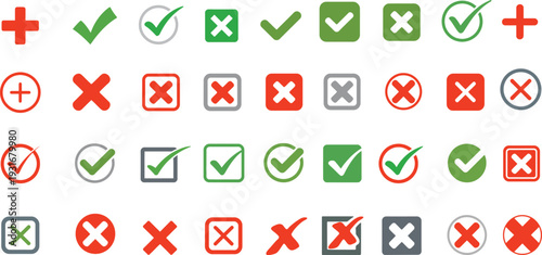 Big Bundle of Check Mark and Cross Symbols in Various Styles