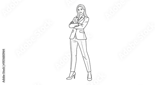 Confident Businesswoman: A strong and capable businesswoman stands with arms crossed, exuding confidence and professionalism in a business suit.