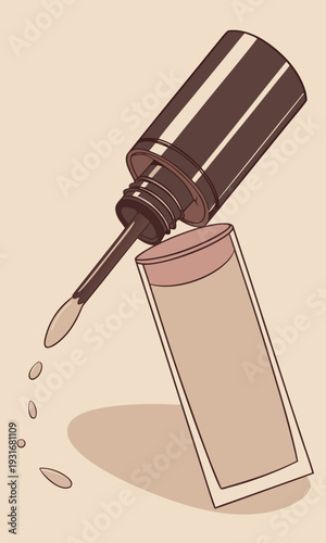 Nail polish bottle with brush dripping liquid into a small rectangular container.