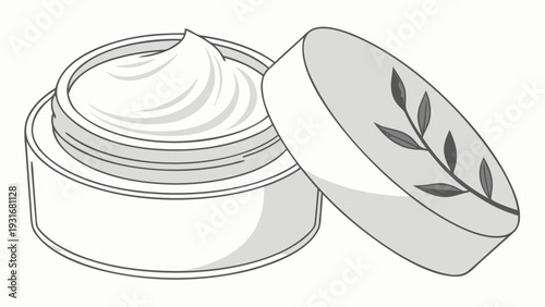 Open jar of face cream with a decorative lid.