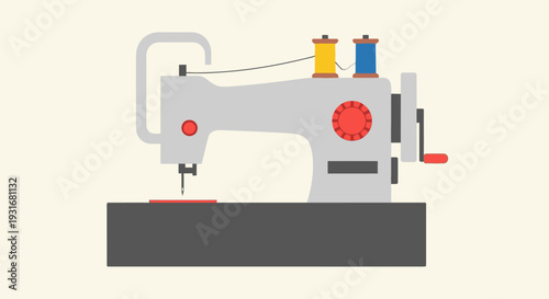 Vintage Sewing Machine: A classic sewing machine, a symbol of craftsmanship, stands ready with spools of thread, offering a glimpse into the world of creative and textile arts.