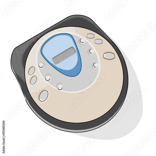 a audio music compact disk player object with and button on it issolated on white