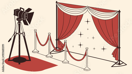 Red Carpet Event with Spotlight and Curtains.