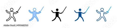 Fencing icon multiple style and collection