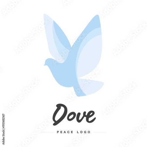 Dove in flight Peace logo icon isolated on white background