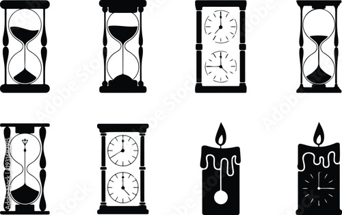 Set of 8 time icons vector