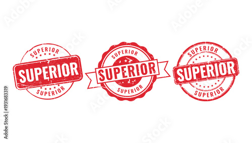 Professional red rubber stamp collection with superior text for high quality assurance and premium branding