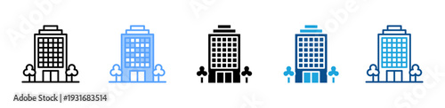 Condominium icon multiple style and collection
