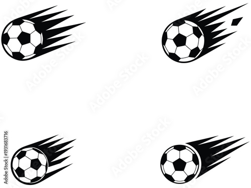 Fast soccer ball motion collection isolated on white background