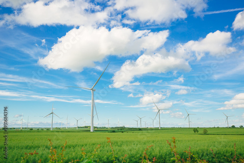 United kingdoms, renewable energy power windmill with beautiful sky