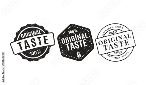 Professional black ink stamp set for original taste product branding and authentic food quality assurance
