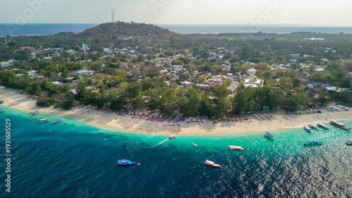 Wallpaper Mural Amazing aerial view of Gili Trawangan coastline on a sunny day, Indonesia Torontodigital.ca