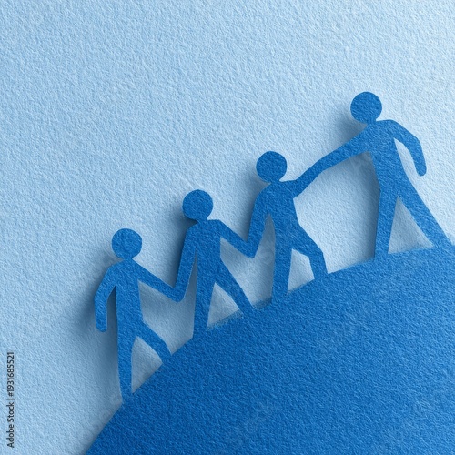 Collaborative Business Success on a Creative Blue Background