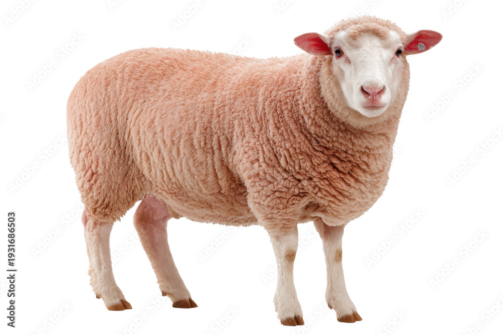 Fototapeta premium Farm Sheep Cut Out on Transparent Background