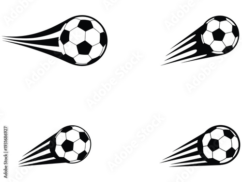 Soccer ball speed motion set isolated on white background