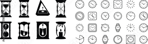 Time Clock Typography Silhouette Icon Pack