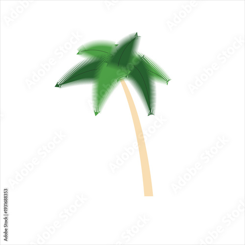 A simple illustration of a palm tree with green fronds and a tan trunk