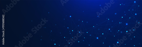 Blue plexus and glowing particles. Futuristic network connection and global communication. Design for science and technology background. Vector