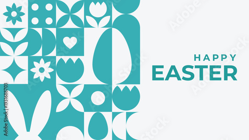 Modern Easter geometric banner in blue color. Perfect for websites, social media campaigns, marketing and branding.