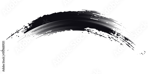 Curved Grunge Brush Stroke, Black Paint Splash Texture for Creative Design Projects