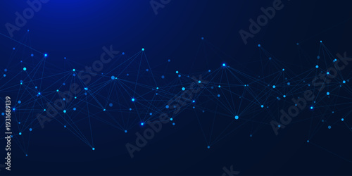 Abstract technology network connection and global communication. Futuristic plexus design. Suitable for biochemistry, medical and science. Vector