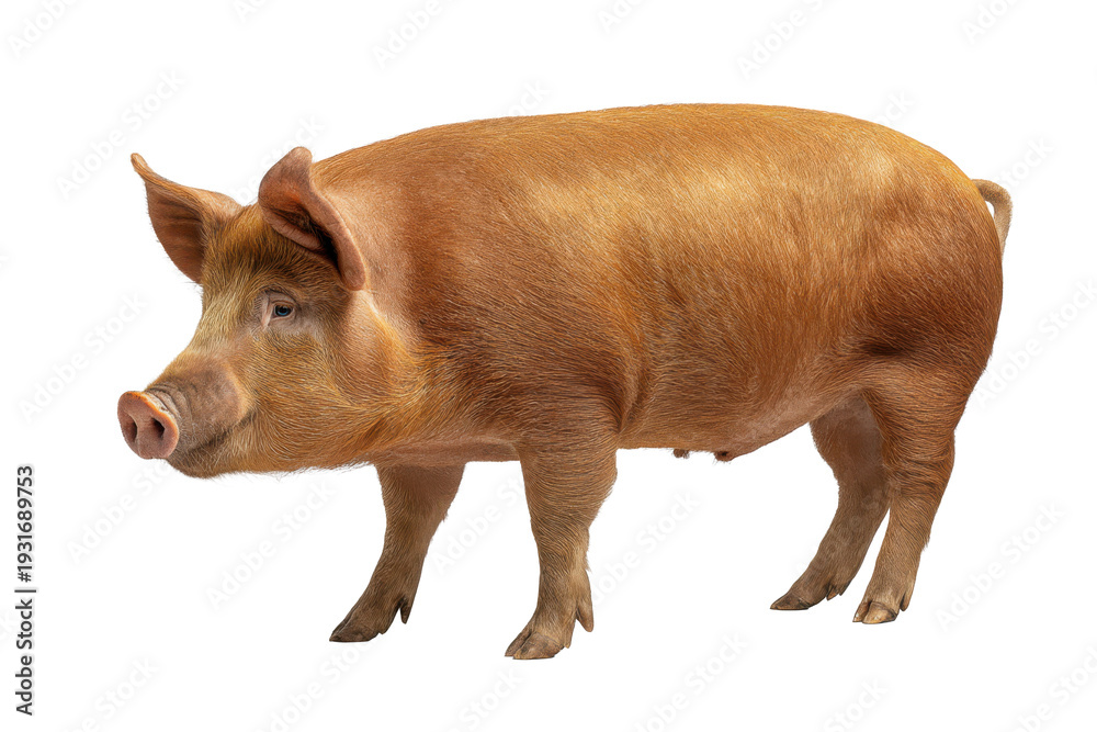 Fototapeta premium Duroc Pig Isolated on Transparent Background