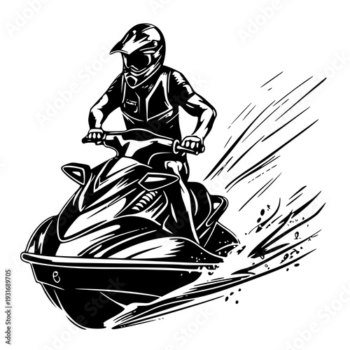 Vector illustration of a jet ski , silhouette of a jet ski 