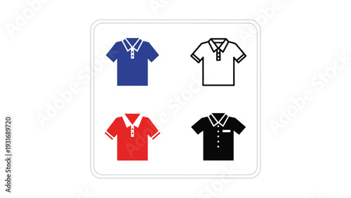 Four different styles of men's polo shirts displayed side by side