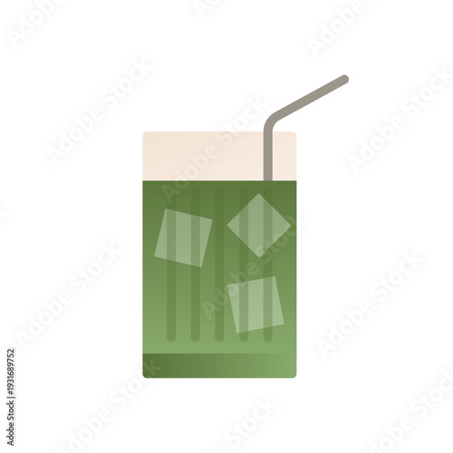 Matcha Uji Latte Icon. Traditional Matcha green tea drink in tall glass. Flat vector illustration isolated
