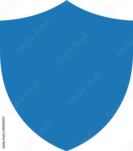 A blue shield icon illustration viewed from the front, symbolizing protection and security in a simple graphic design