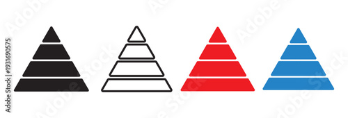 Levels of triangular pyramid. Development level infographic. Vector illustration isolated on white background. Colorful Pyramid Icon.